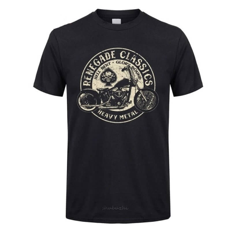 T-Shirt Tête de Mort Moto Heavy Metal Vintage pour Homme