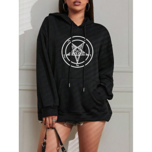 Sweatshirt Gothique imprimé Pentagramme Baphomet pour femme