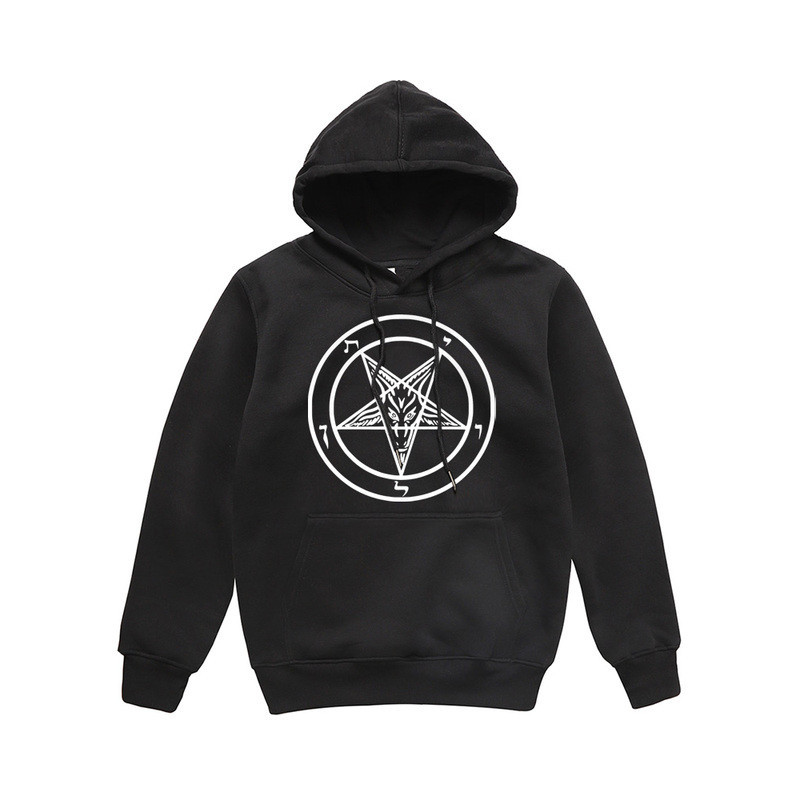 Sweatshirt Gothique imprimé Pentagramme Baphomet pour femme Couleur Noir