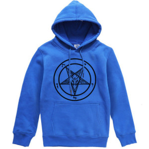 Sweatshirt Gothique imprimé Pentagramme Baphomet pour femme Couleur Bleu Clair
