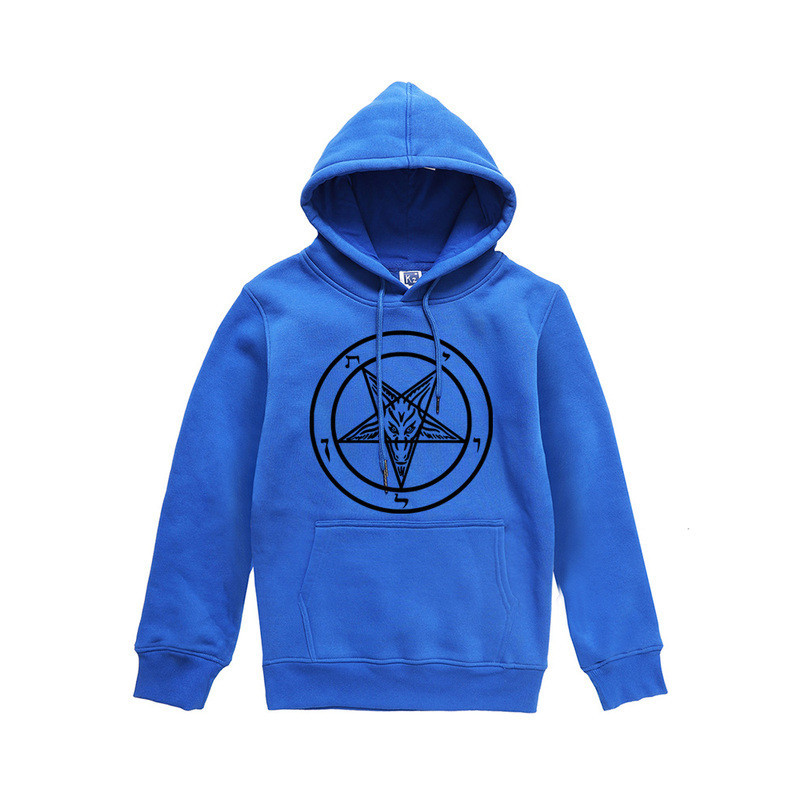 Sweatshirt Gothique imprimé Pentagramme Baphomet pour femme Couleur Bleu Clair