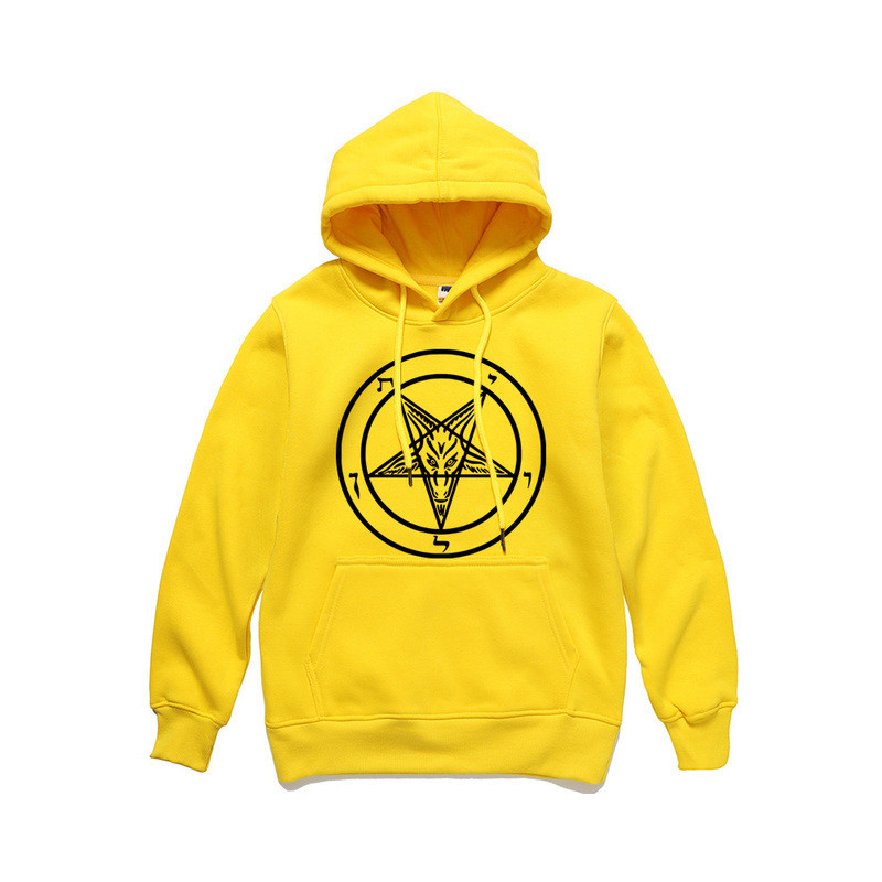 Sweatshirt Gothique imprimé Pentagramme Baphomet pour femme Couleur Jaune