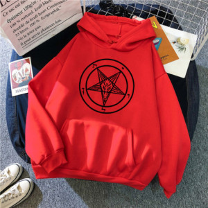 Sweatshirt Gothique imprimé Pentagramme Baphomet pour femme Couleur Rouge