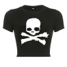 T-shirt Tête de Mort Pirate pour femme Couleur Noir