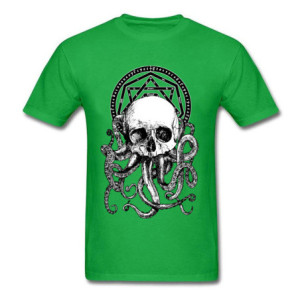 T-shirt Tête de Mort et Poulpe Kraken pour homme Couleur Vert