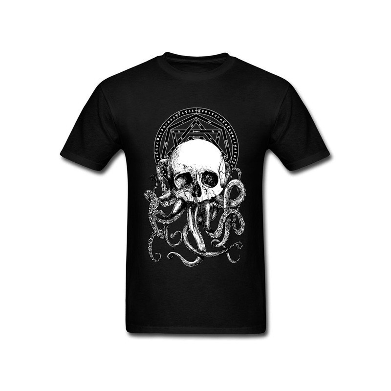 T-shirt Tête de Mort et Poulpe Kraken pour homme Couleur Noir