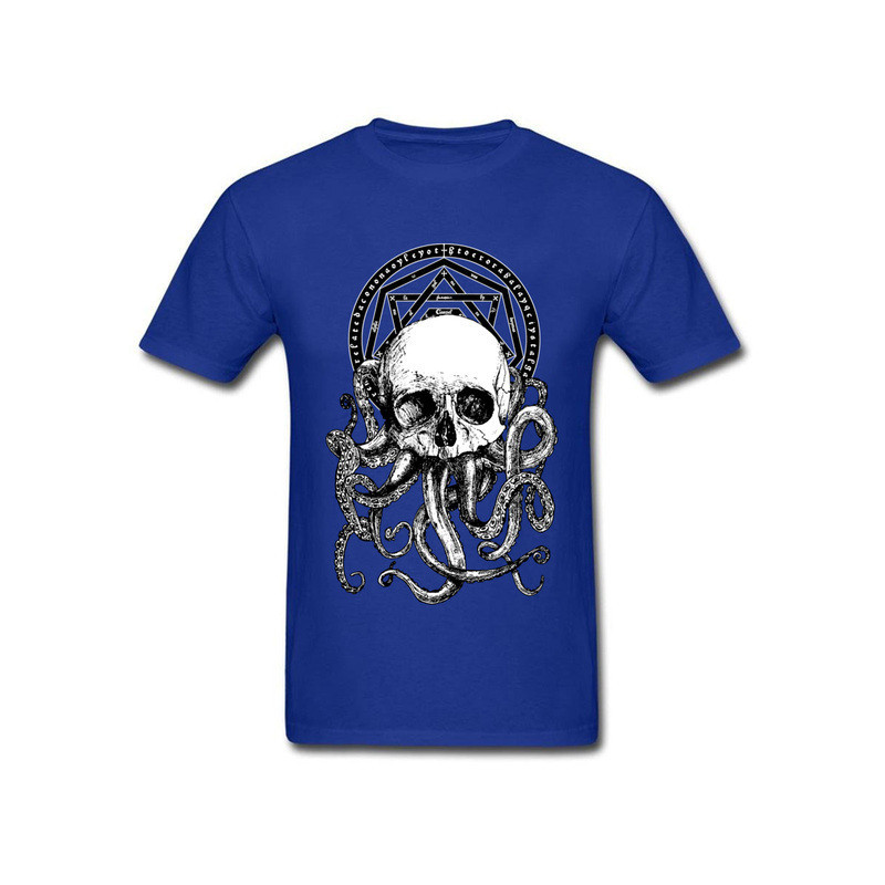 T-shirt Tête de Mort et Poulpe Kraken pour homme Couleur Bleu