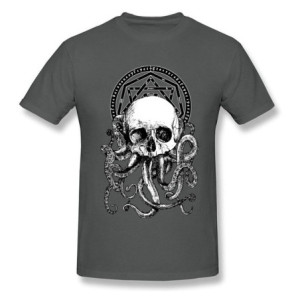 T-shirt Tête de Mort et Poulpe Kraken pour homme Couleur Gris Foncé