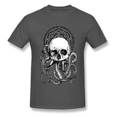 T-shirt Tête de Mort et Poulpe Kraken pour homme Couleur Gris Foncé