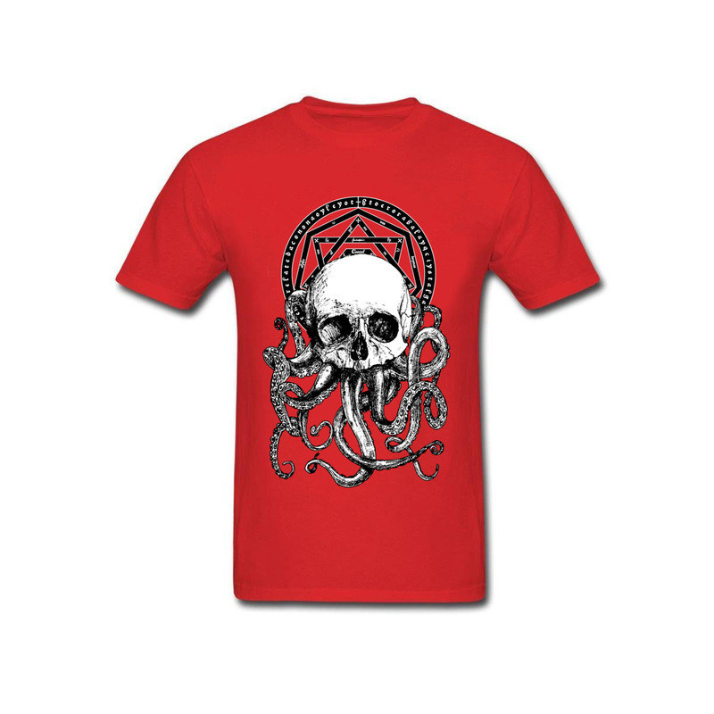 T-shirt Tête de Mort et Poulpe Kraken pour homme Couleur Rouge