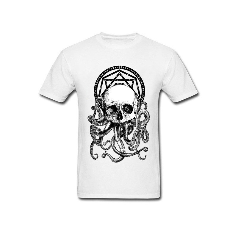 T-shirt Tête de Mort et Poulpe Kraken pour homme Couleur Blanc