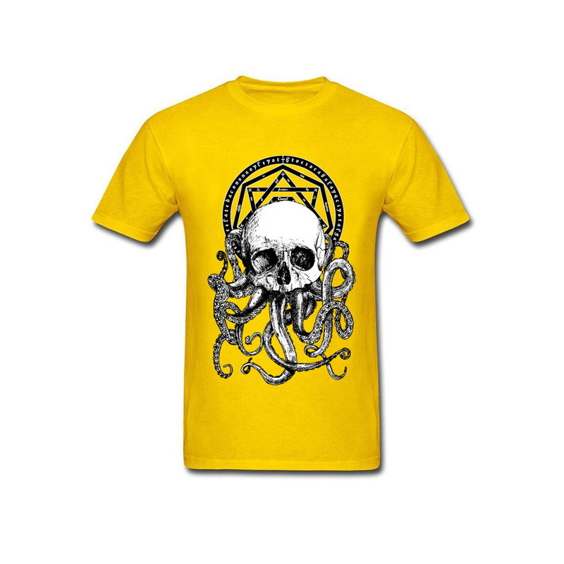 T-shirt Tête de Mort et Poulpe Kraken pour homme Couleur Jaune
