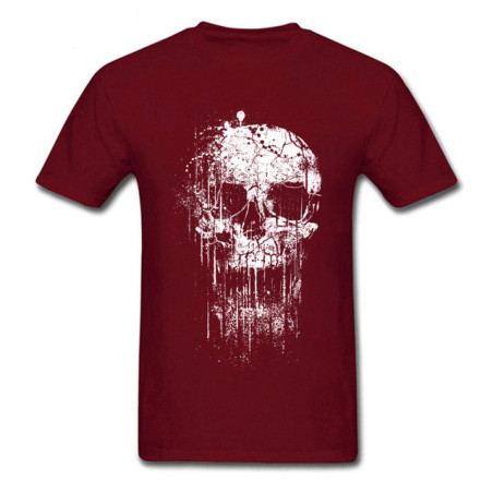 T-shirt Tête de Mort dégoulinante Couleur Burgundy Bordeaux