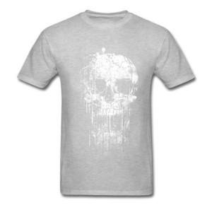 T-shirt Tête de Mort dégoulinante Couleur Gris Clair