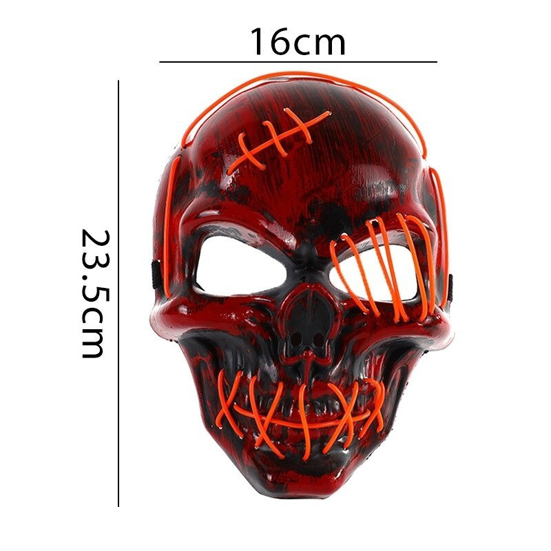 Lampe tête de mort masque faciaux de fantôme halloween à lumière LED dimensions