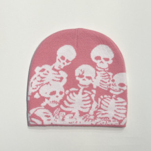 Bonnet Tête de Mort Squelettes Effrayants Couleur Rose