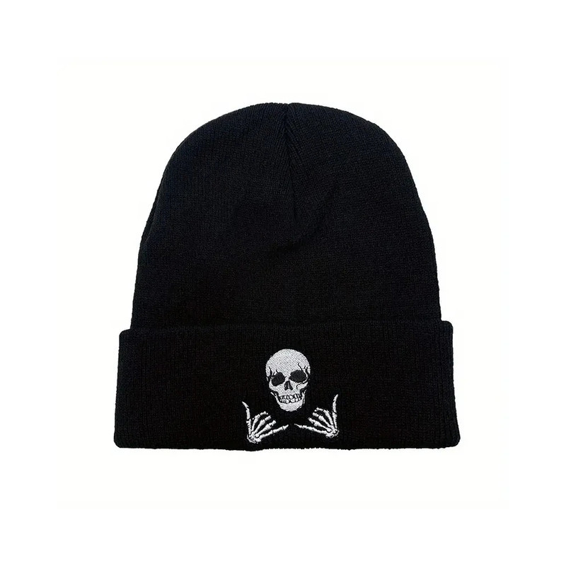 Bonnet Tête de Mort Crâne Brodé Couleur Noir