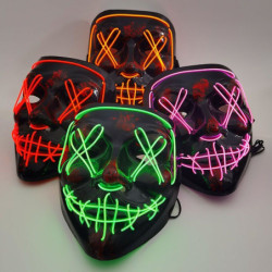 Lampe tête de mort masque tête lumineux LED masques faciaux d'halloween non allumés