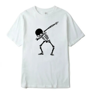 T-shirt Tête de Mort Squelette Dab Couleur Blanc