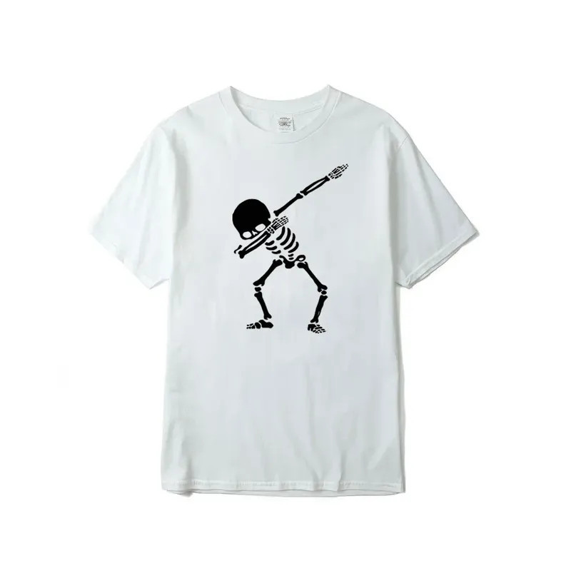 T-shirt Tête de Mort Squelette Dab Couleur Blanc