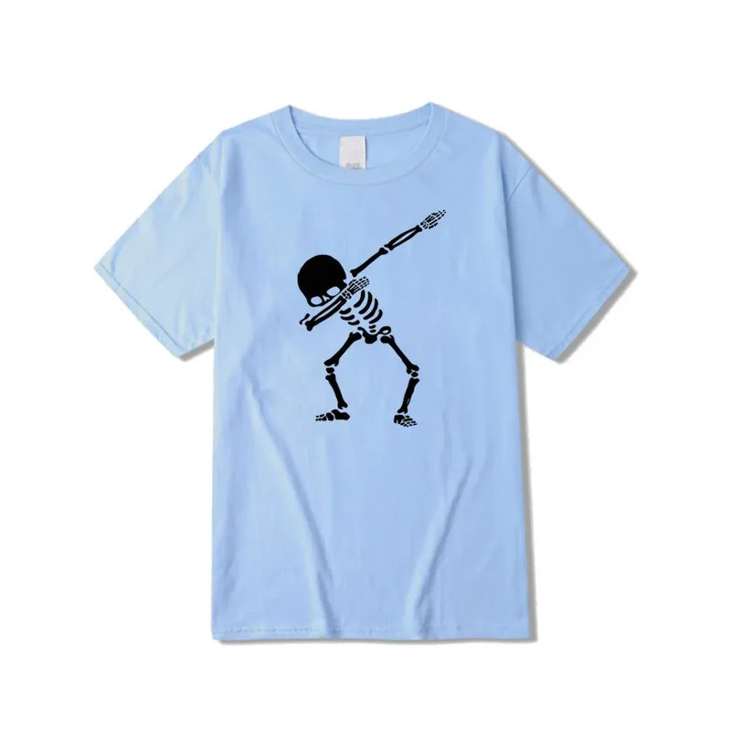 T-shirt Tête de Mort Squelette Dab Couleur Bleu Ciel