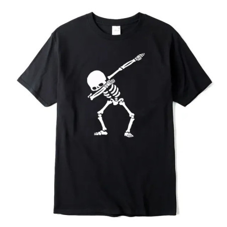T-shirt Tête de Mort Squelette Dab Couleur Noir