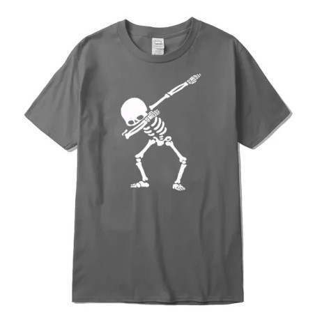 T-shirt Tête de Mort Squelette Dab Couleur Gris Foncé