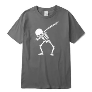 T-shirt Tête de Mort Squelette Dab Couleur Gris Foncé