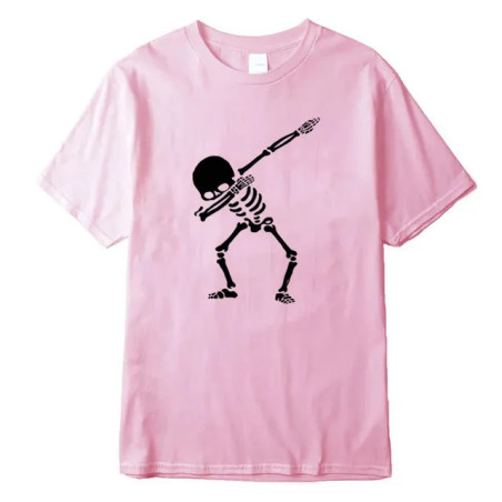 T-shirt Tête de Mort Squelette Dab Couleur Rose