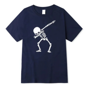 T-shirt Tête de Mort Squelette Dab Couleur Bleu Marine