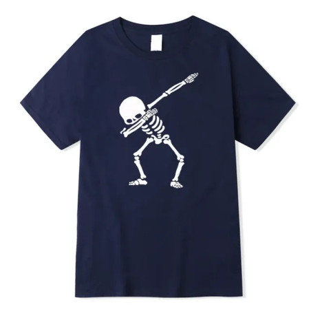 T-shirt Tête de Mort Squelette Dab Couleur Bleu Marine