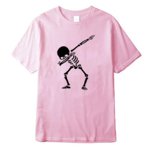T-shirt Tête de Mort Squelette Dab Couleur Rose
