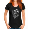 T-shirt Tête de Mort Crâne Cow-Boy et Pistolets - Femme - noir