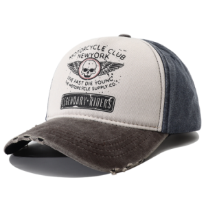 Casquette Tête de Mort Biker "Live Fast Die Young" Modèle 1