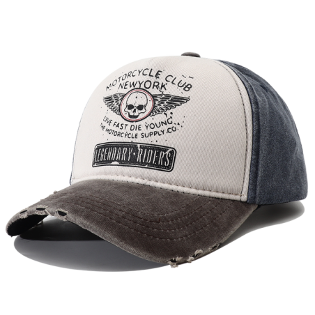 Casquette Tête de Mort Biker "Live Fast Die Young" Modèle 1