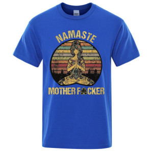 T-shirt imprimé "Namaste MotherFuckers" à manches courtes Unisexe Couleur Bleu