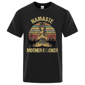 T-shirt imprimé "Namaste MotherFuckers" à manches courtes Unisexe Couleur Noir