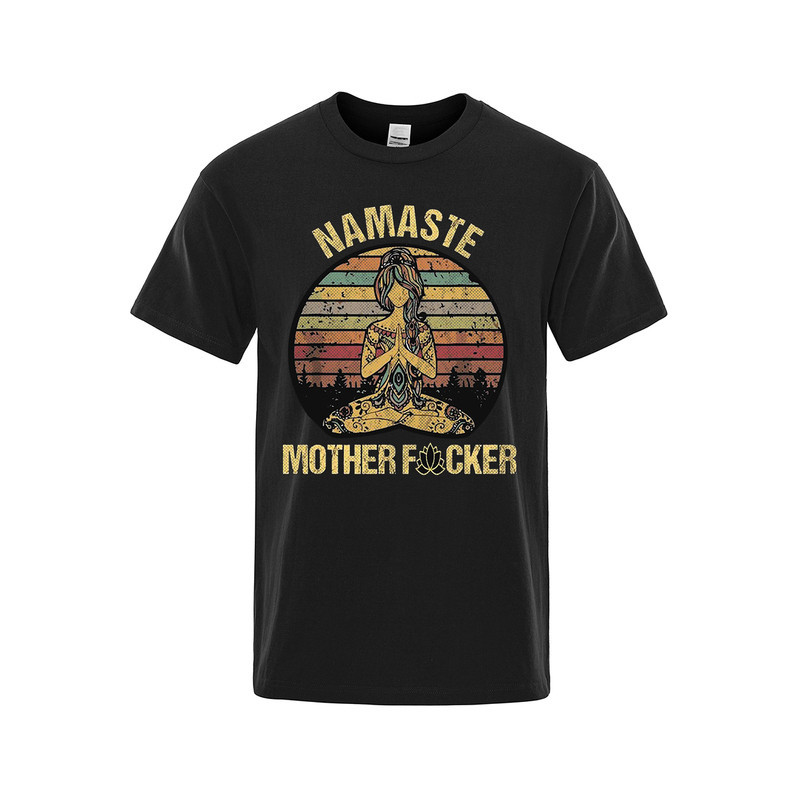 T-shirt imprimé "Namaste MotherFuckers" à manches courtes Unisexe Couleur Noir