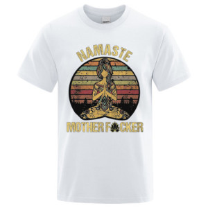 T-shirt imprimé "Namaste MotherFuckers" à manches courtes Unisexe Couleur blanc