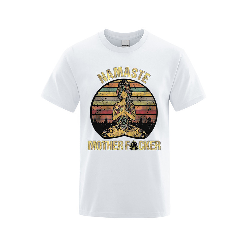 T-shirt imprimé "Namaste MotherFuckers" à manches courtes Unisexe Couleur blanc