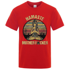 T-shirt imprimé "Namaste MotherFuckers" à manches courtes Unisexe Couleur Rouge
