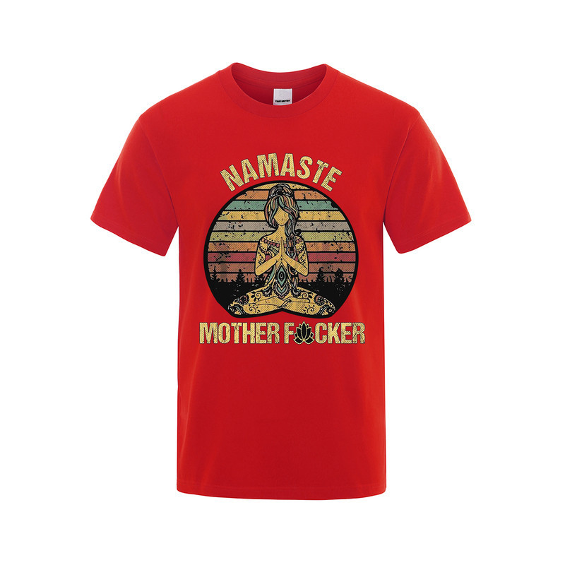 T-shirt imprimé "Namaste MotherFuckers" à manches courtes Unisexe Couleur Rouge