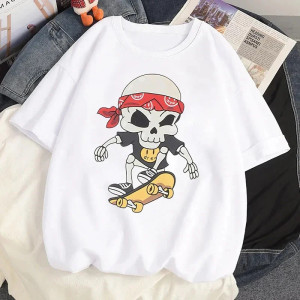 T-shirt Tête de Mort Skull Skateboard couleur blanc