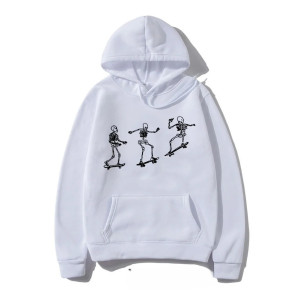 Sweatshirt Tête de Mort Squelette Skateboard Ride - couleur blanc