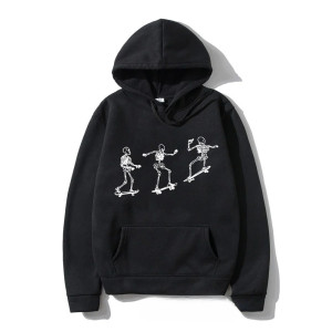 Sweatshirt Tête de Mort Squelette Skateboard Ride - couleur noir