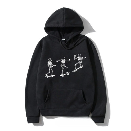 Sweatshirt Tête de Mort Squelette Skateboard Ride - couleur noir