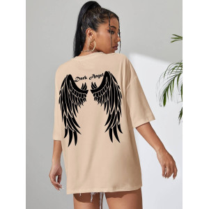 T-Shirt Gothique Dark Angel Ailes d'Ange pour femme - couleur beige