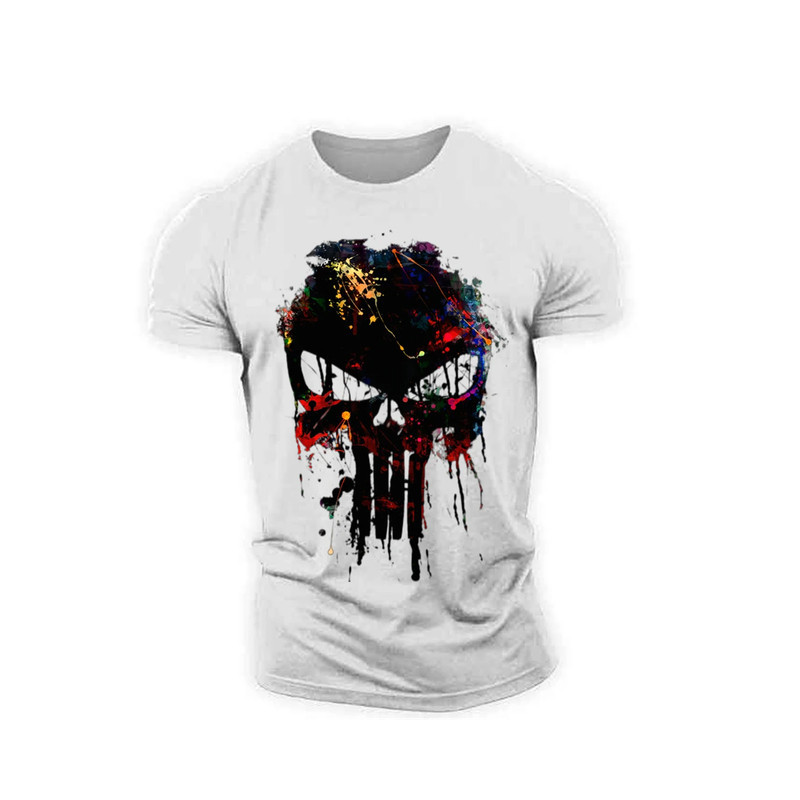 T-shirt Tête de Mort Sniper Design Coulant pour hommes Couleur Blanc