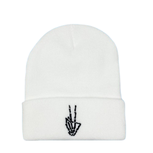 Bonnet Doigts Squelette Victoire Peace Unisexe couleur blanc