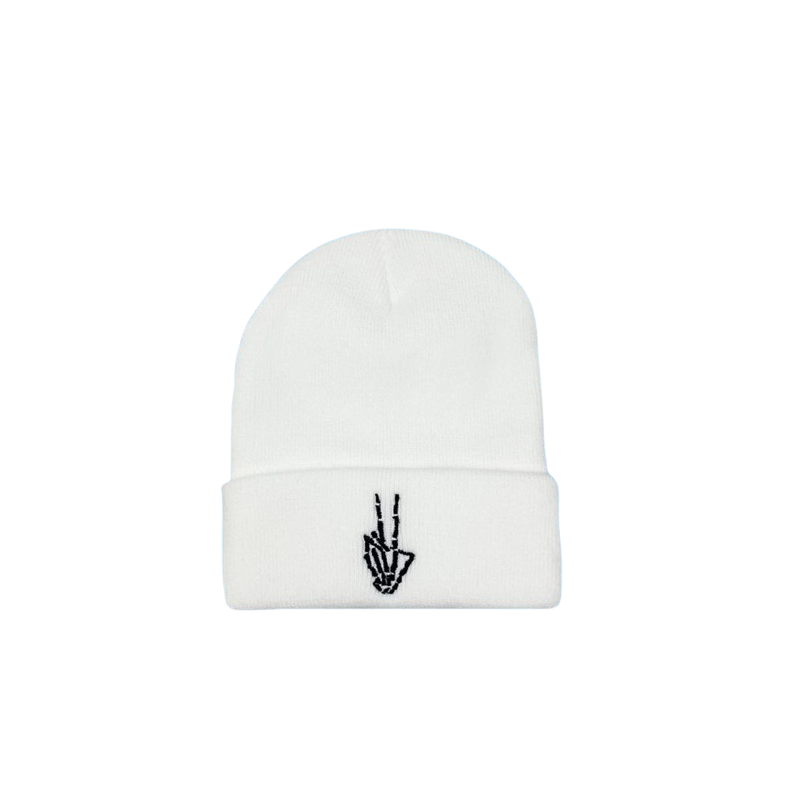 Bonnet Doigts Squelette Victoire Peace Unisexe couleur blanc